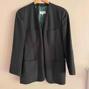 Giorgio Armani Le Collezioni Green Wool Suit Blazer Jacket Size 44 10 Italy